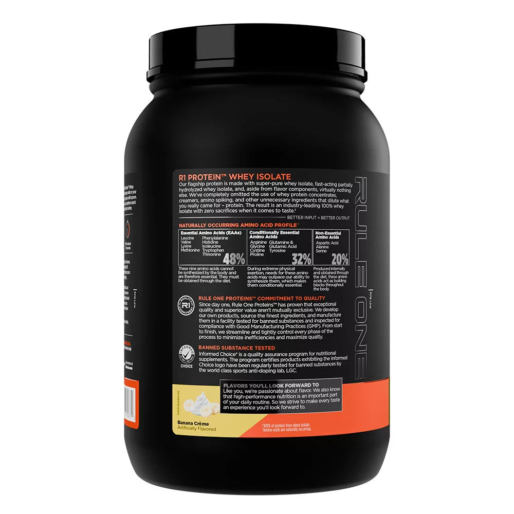 Rule1 R1 Protein Whey Isolate (885 g, Banana Cream)