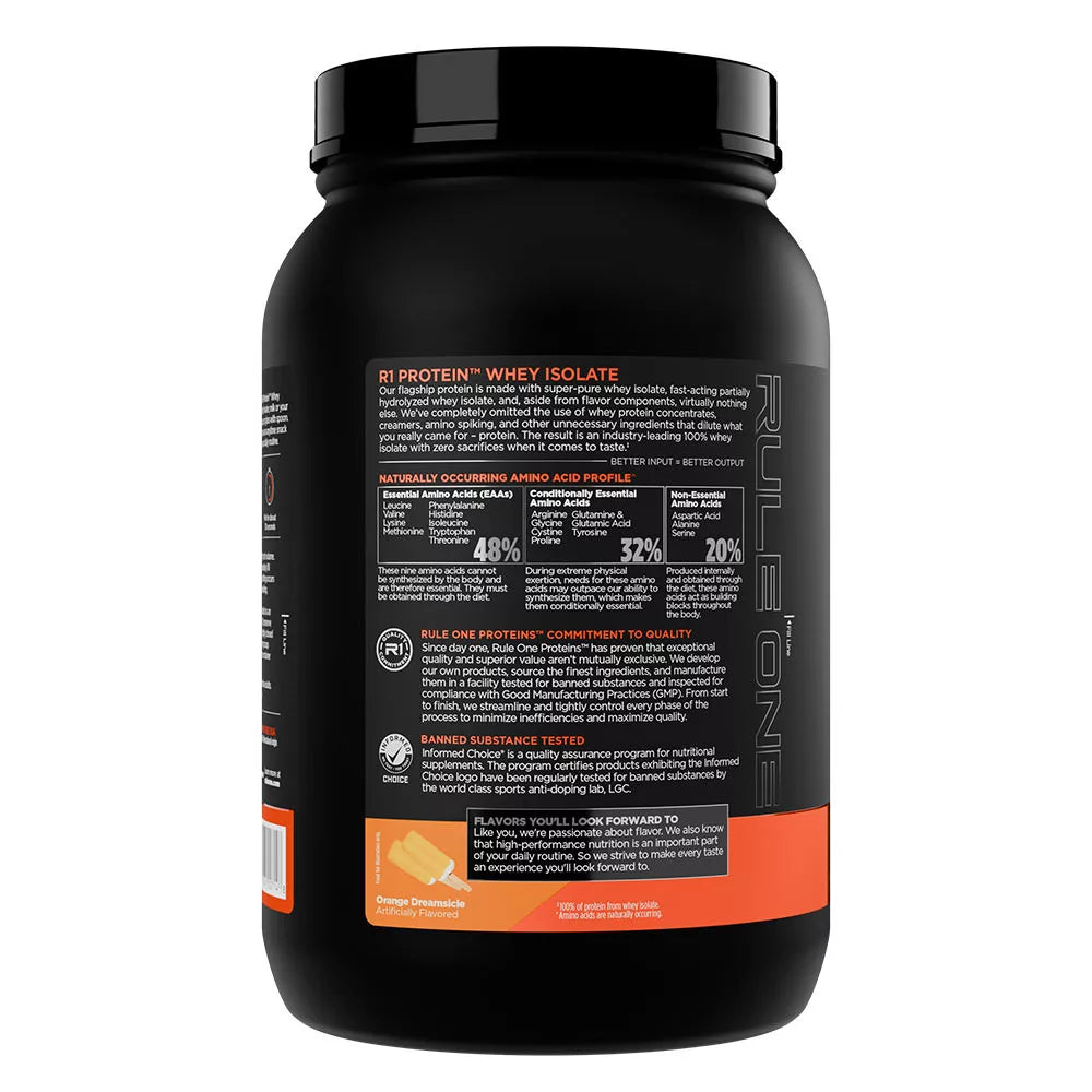 Rule1 R1 Protein Whey Isolate (900 g, Orange Dreamsicle)