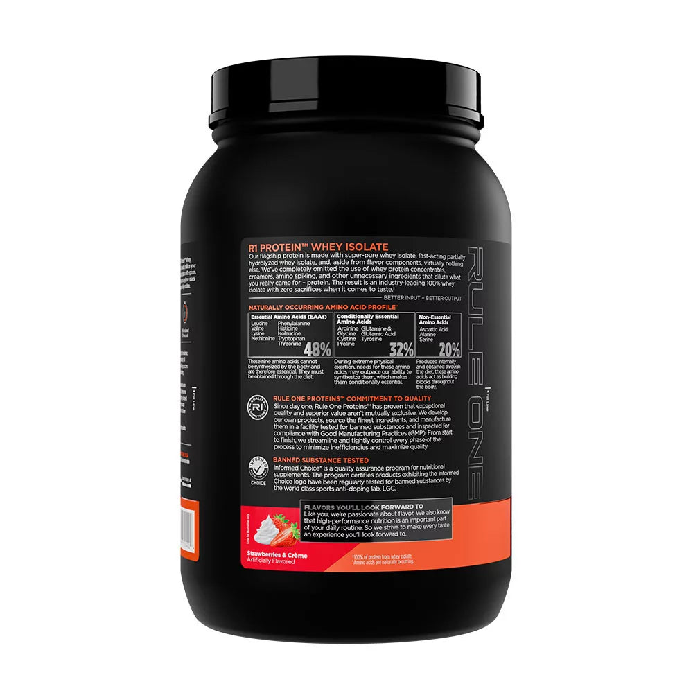 Rule1 R1 Protein Whey Isolate (900 g, Strawberry & Cream)