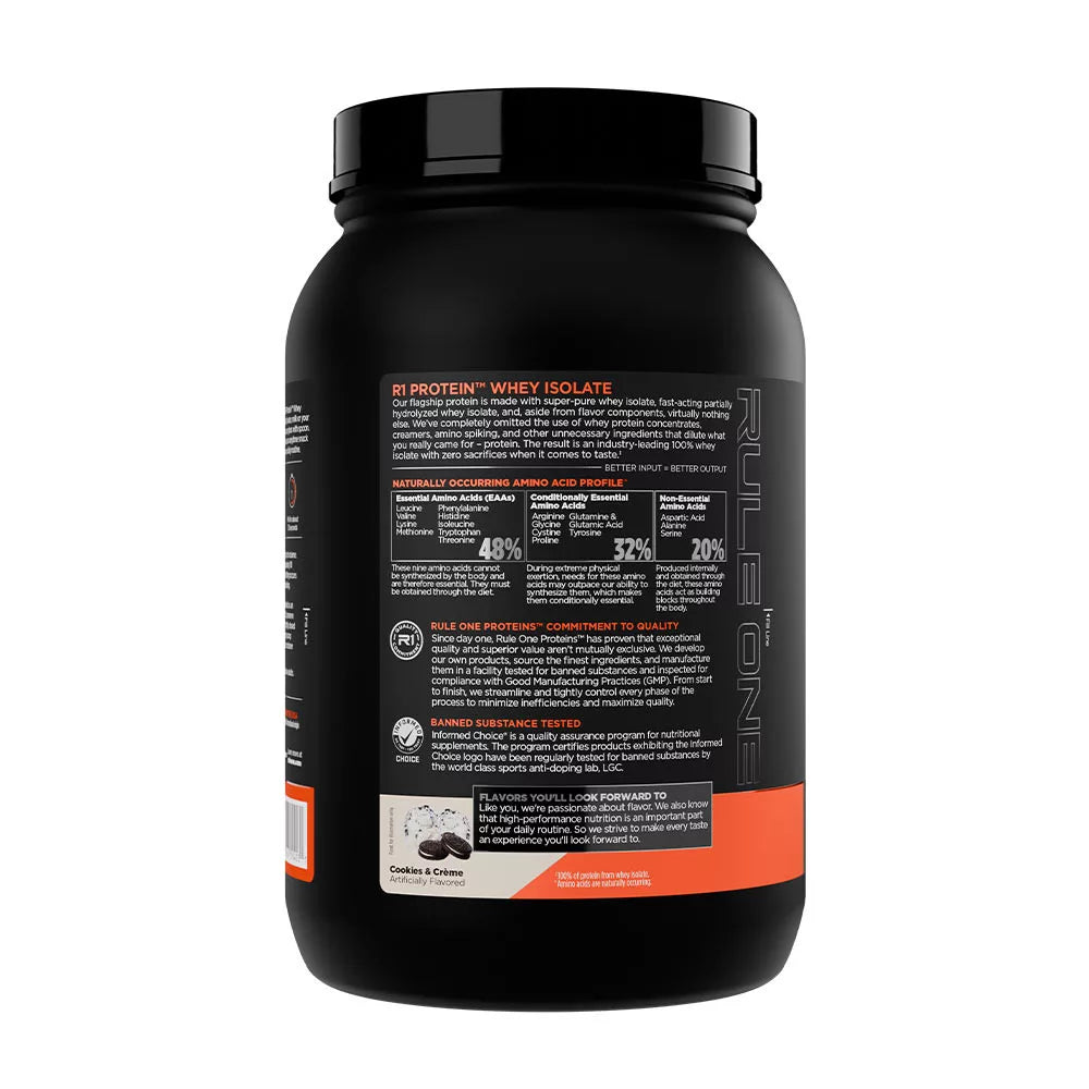 Rule1 R1 Protein Whey Isolate (900 g, Cookies & Cream)