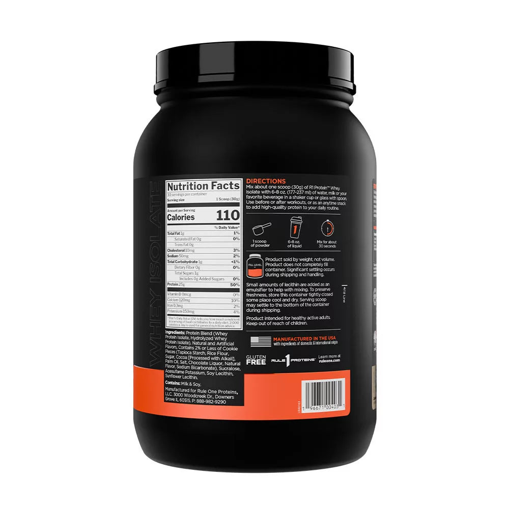 Rule1 R1 Protein Whey Isolate (900 g, Cookies & Cream)