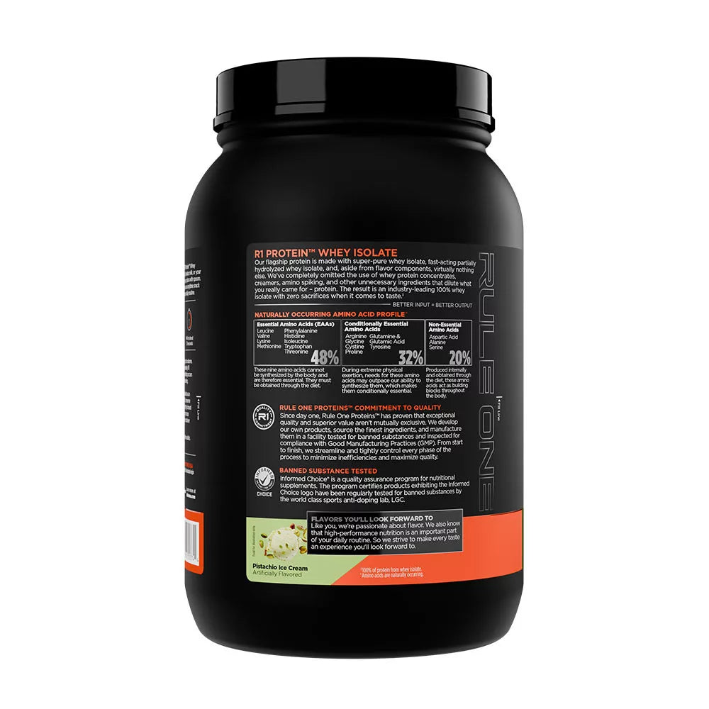 Rule1 R1 Protein Whey Isolate (900 g, Pistachio Ice Cream)
