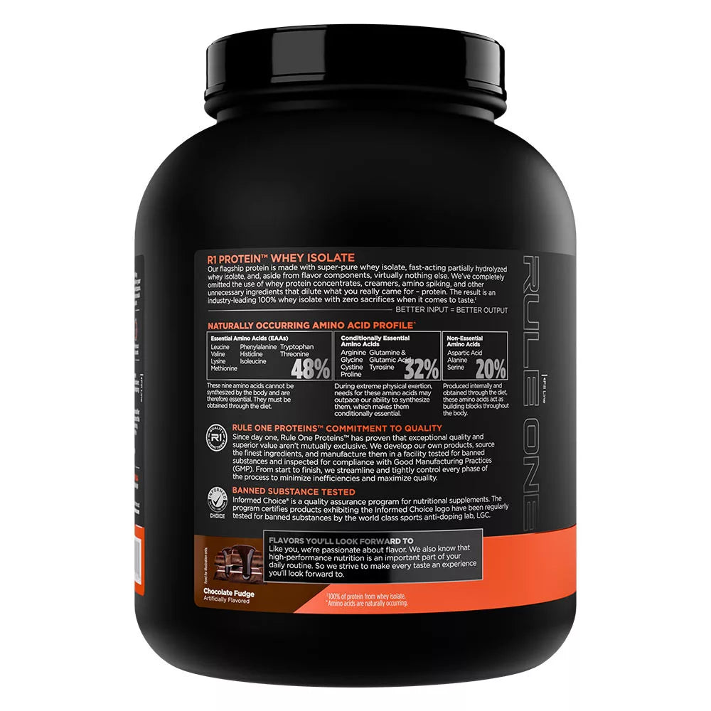 Rule1 R1 Protein Whey Isolate (2270 g, Chocolate Fudge)