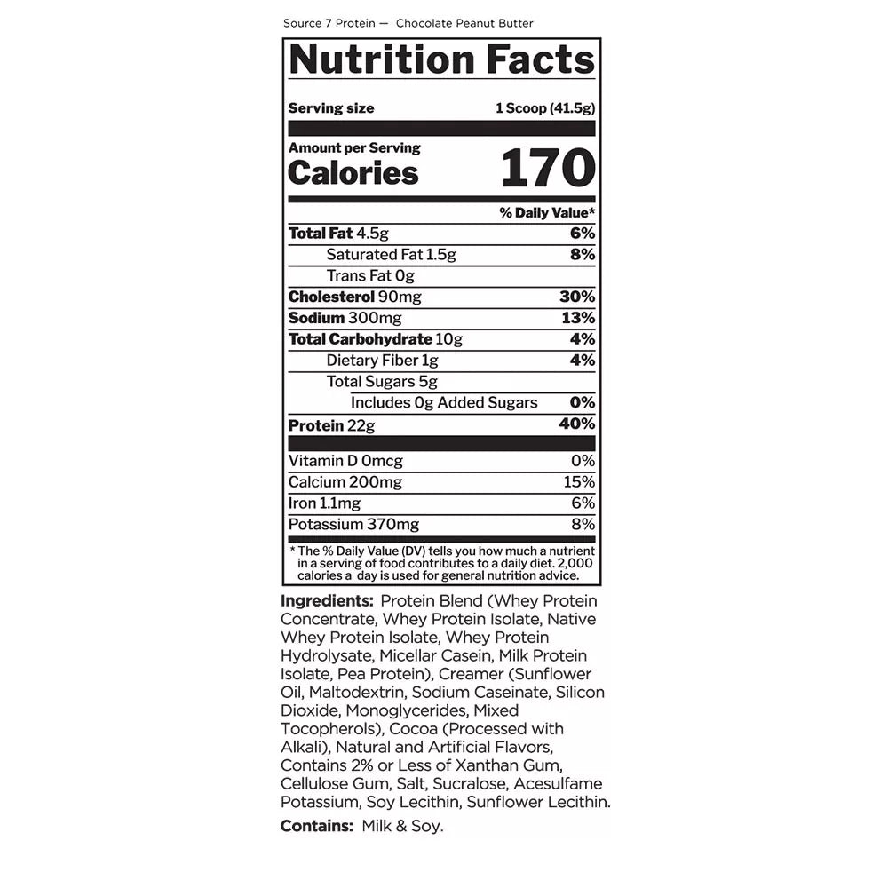 Rule1 Source 7 Protein (20 Servings, Chocolate Peanut Butter)