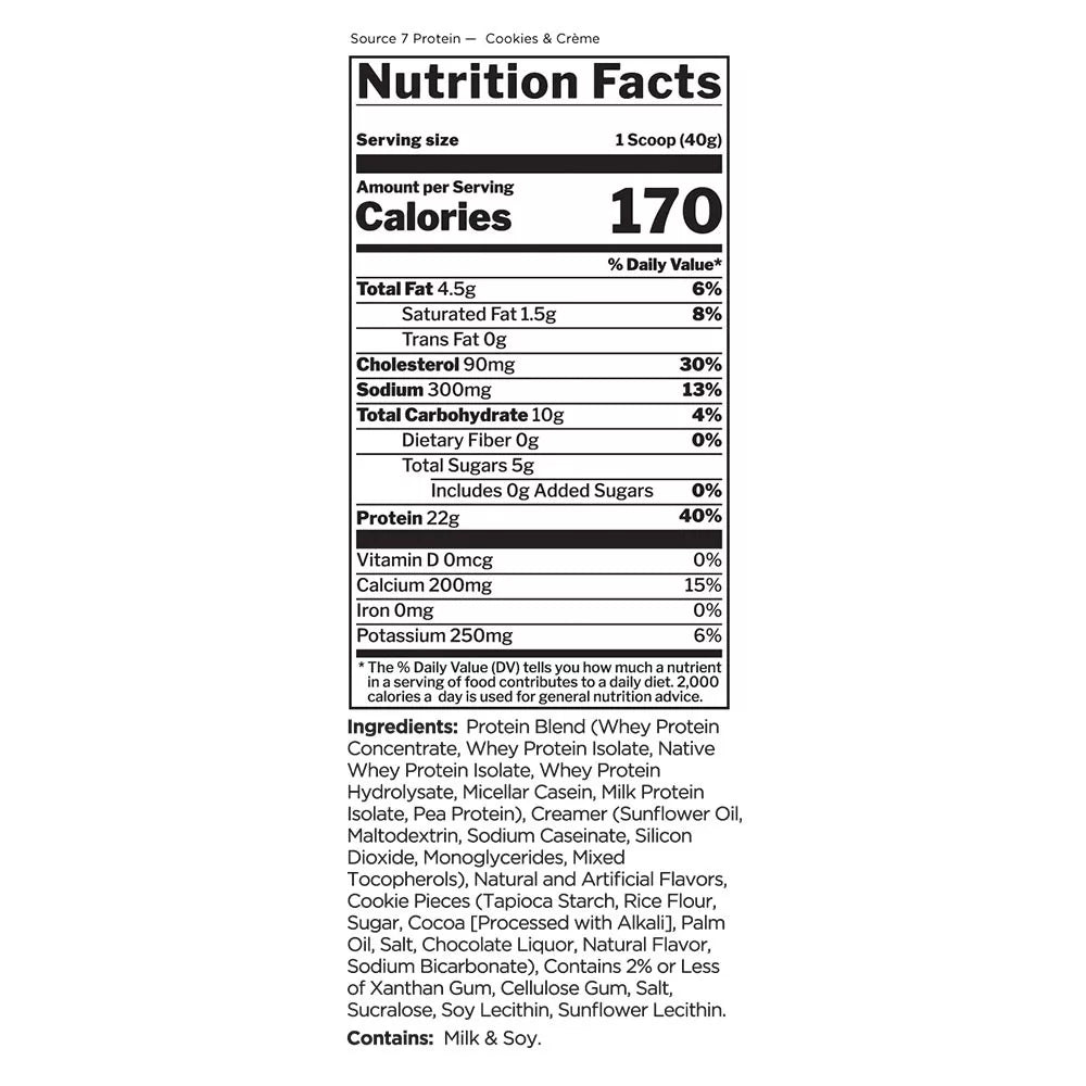 Rule1 Source 7 Protein (20 Servings, Cookies & Cream)