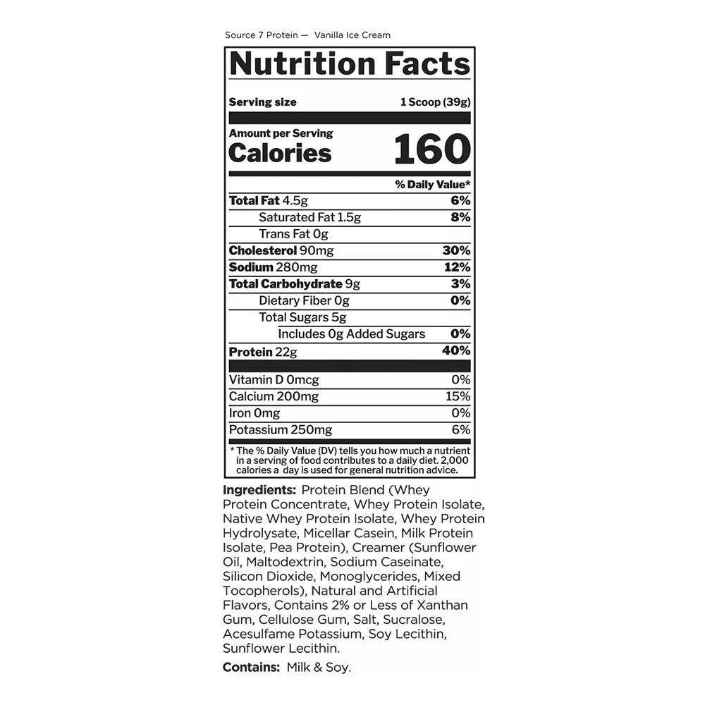 Rule1 Source 7 Protein (21 Servings, Vanilla Ice Cream)