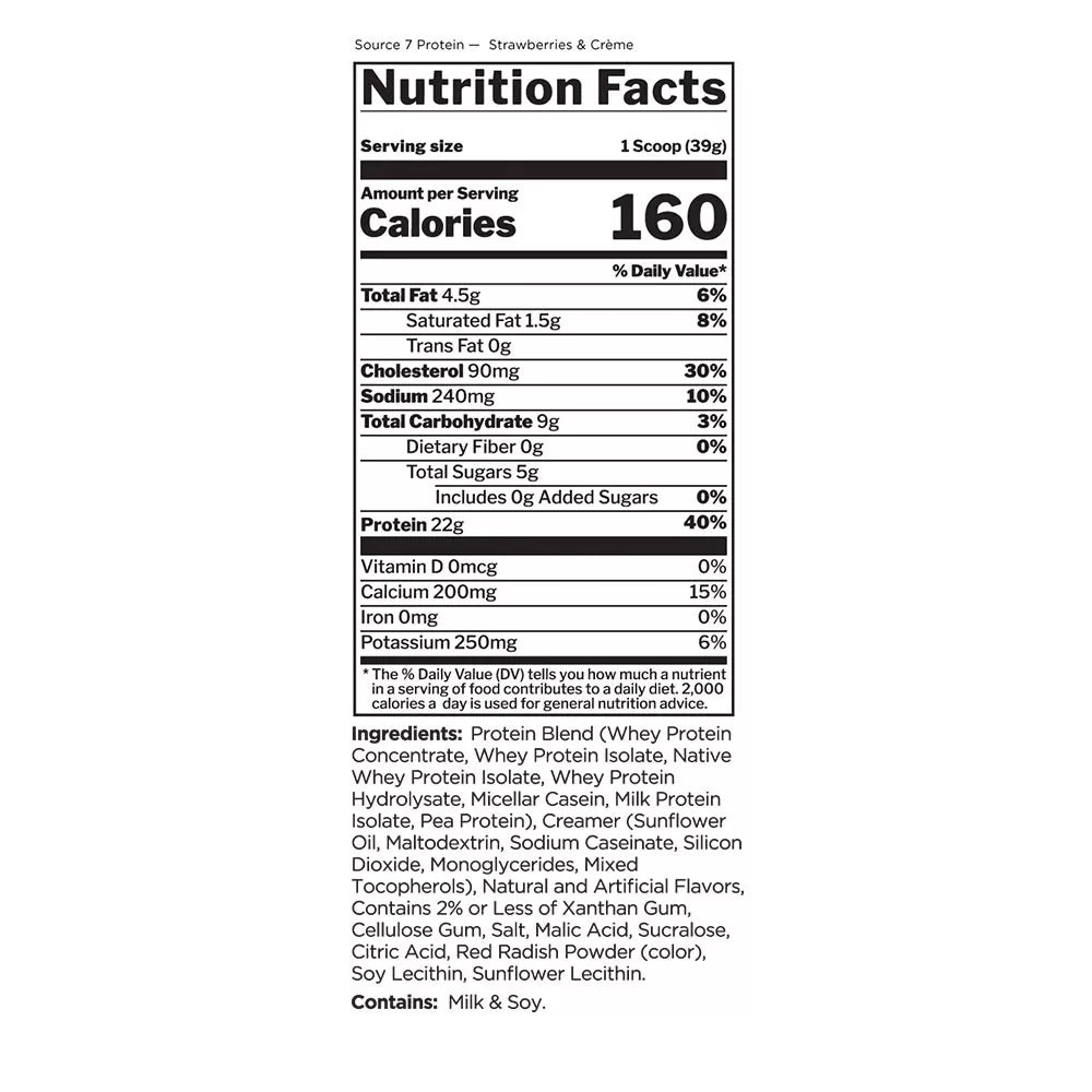 Rule1 Source 7 Protein (21 Servings, Strawberry & Cream)