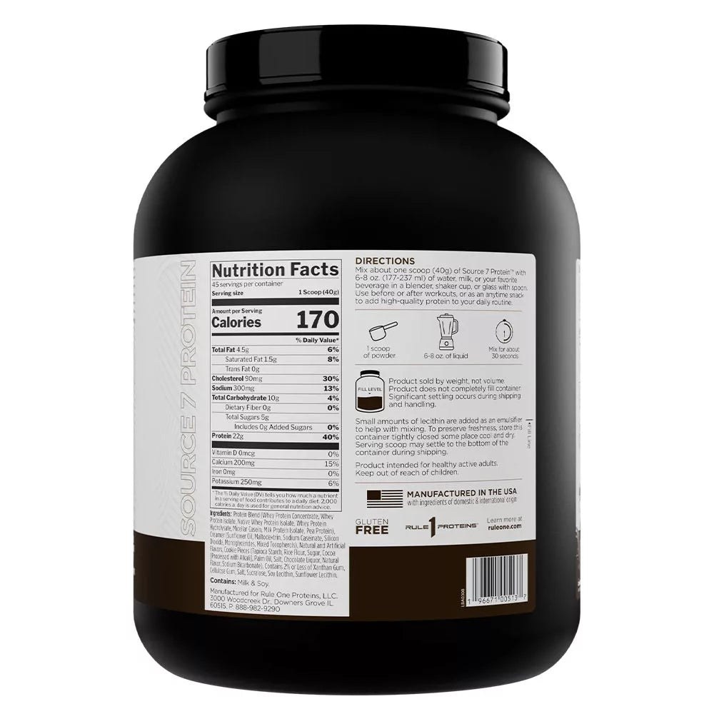 Rule1 Source 7 Protein (1800 g, Cookies and Cream Gelato)