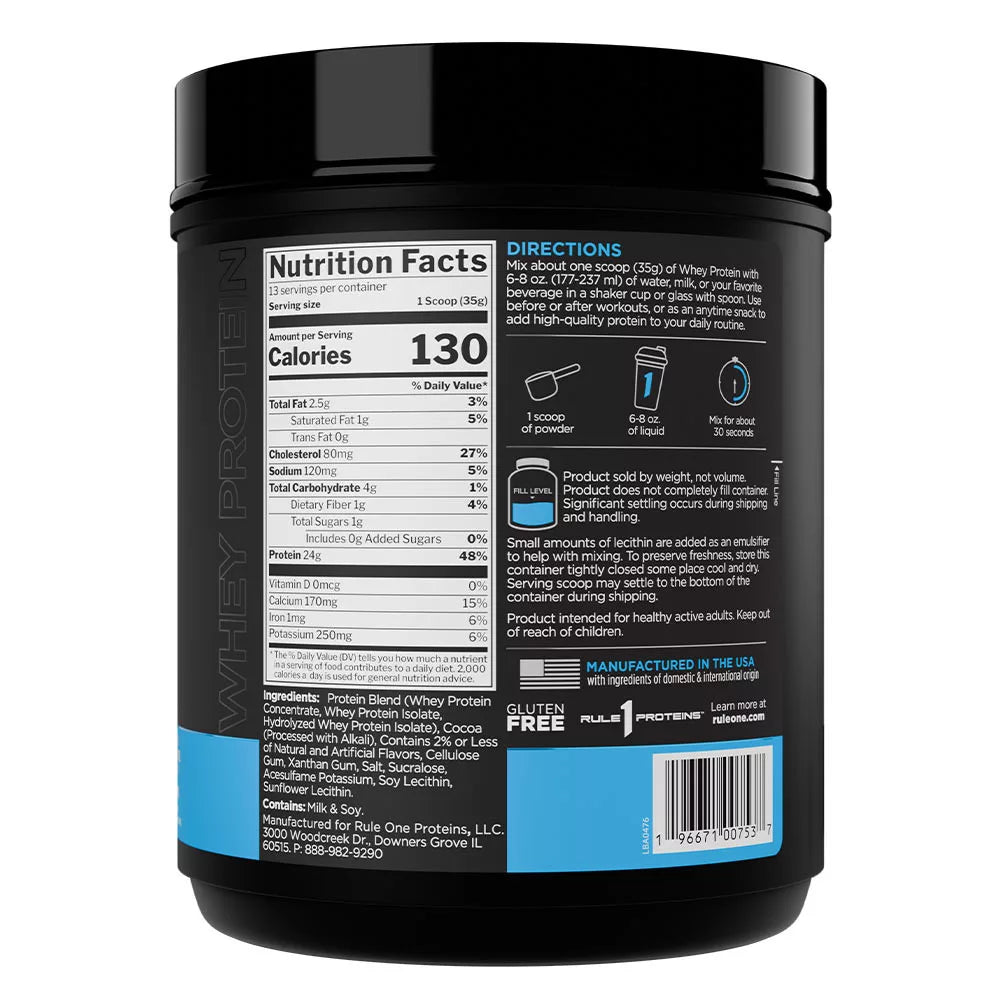 Rule1 Whey Protein (455 g, Chocolate Fudge)