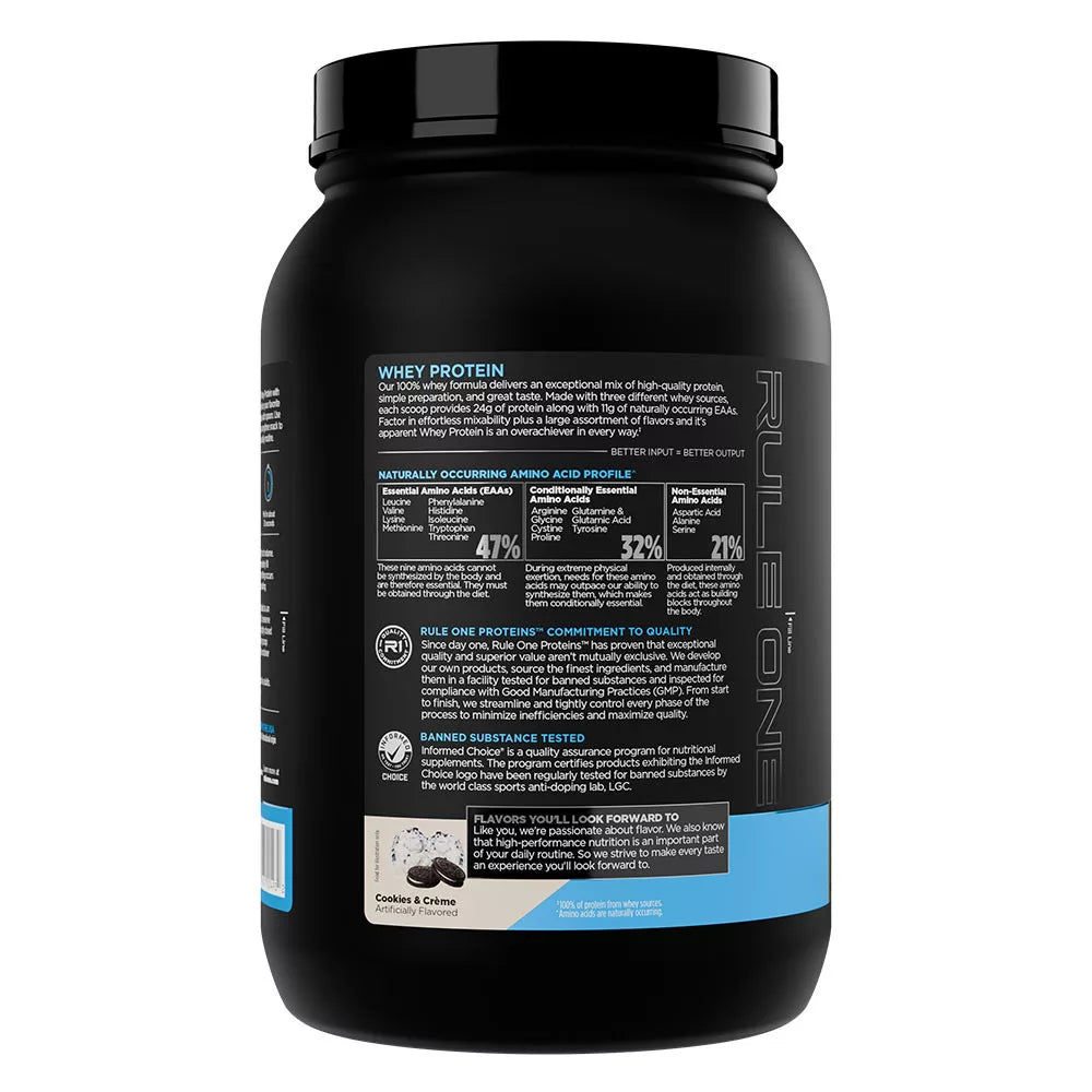 Rule1 Whey Protein (884 g, Cookies & Cream)