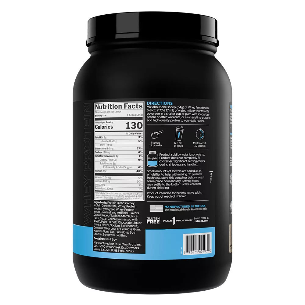 Rule1 Whey Protein (884 g, Cookies & Cream)
