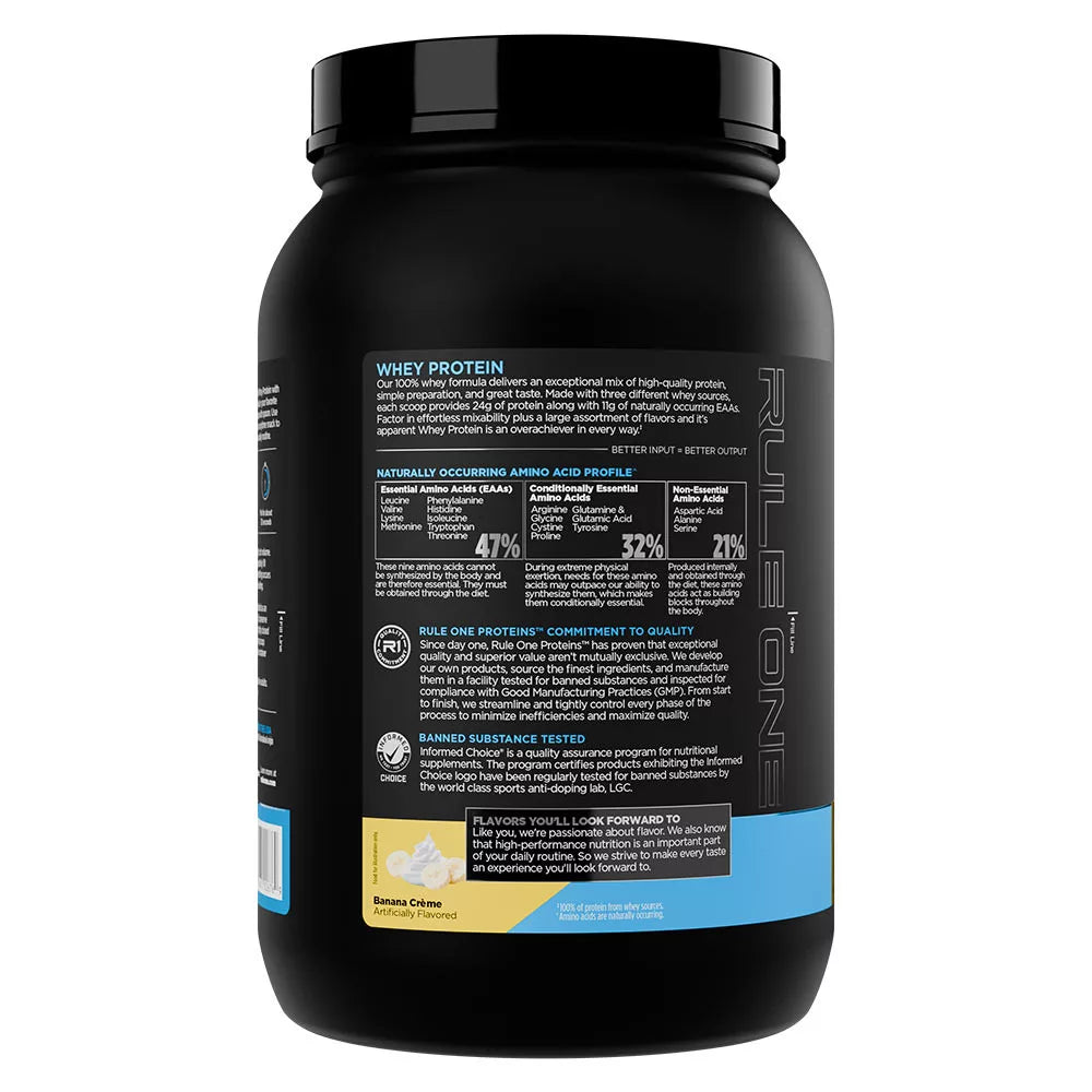 Rule1 Whey Protein (878 g, Banana Cream)