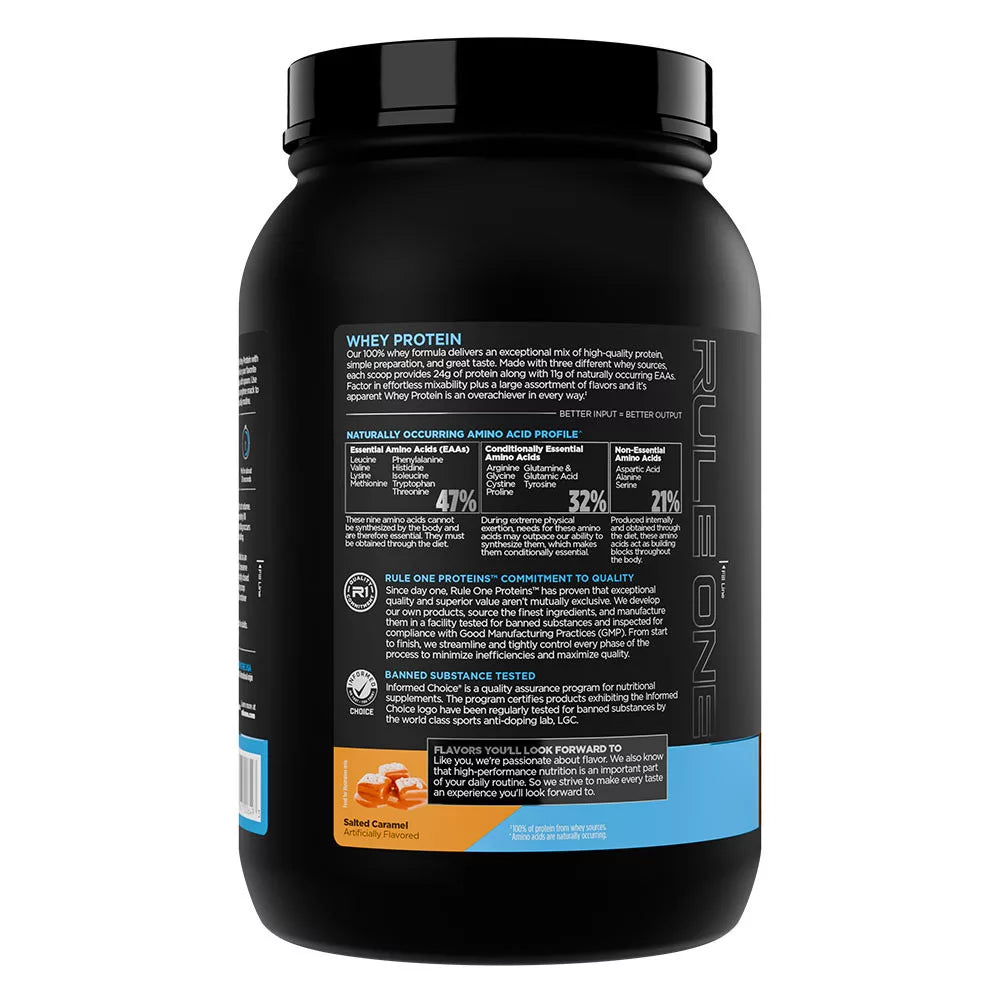 Rule1 Whey Protein (905 g, Salted Caramel)