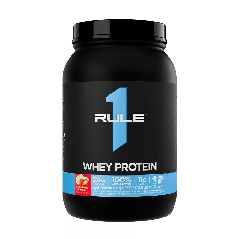 Rule1 Whey Protein (905 g, Strawberry Banana)