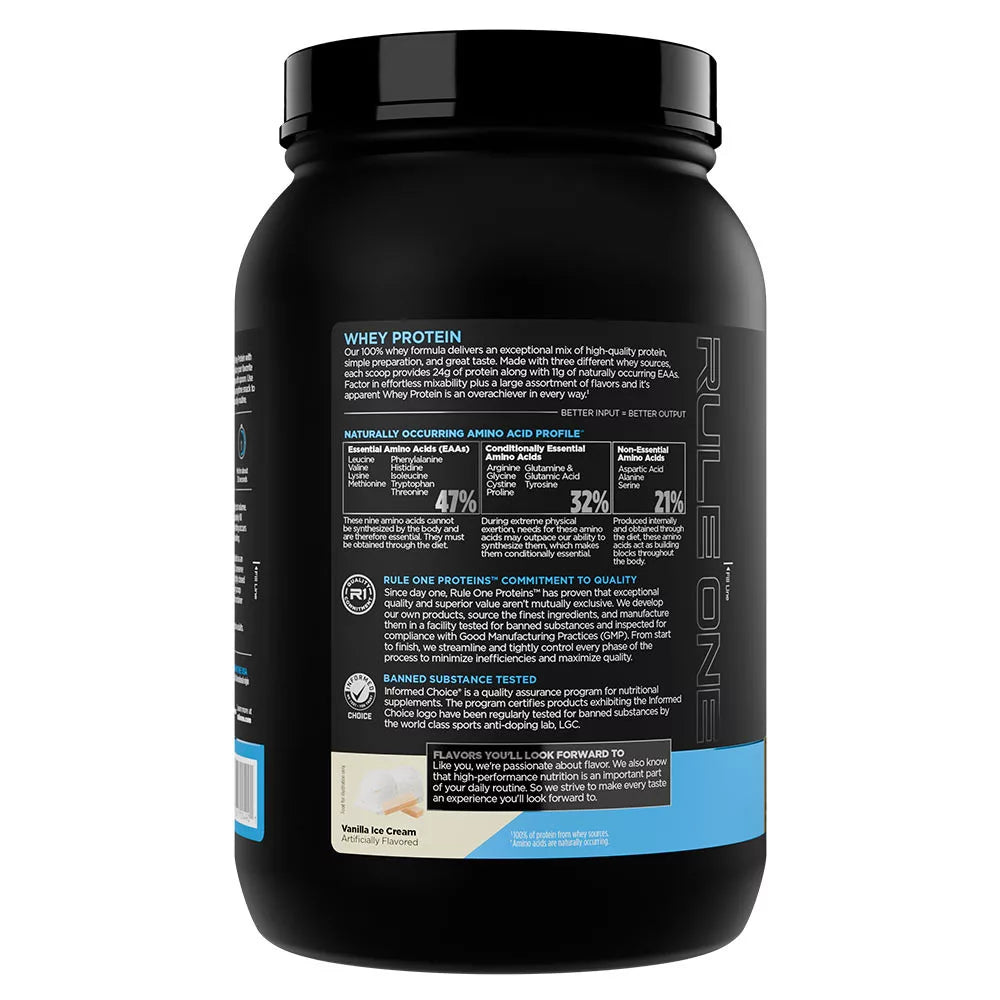Rule1 Whey Protein (891 g, Vanilla Ice Cream)