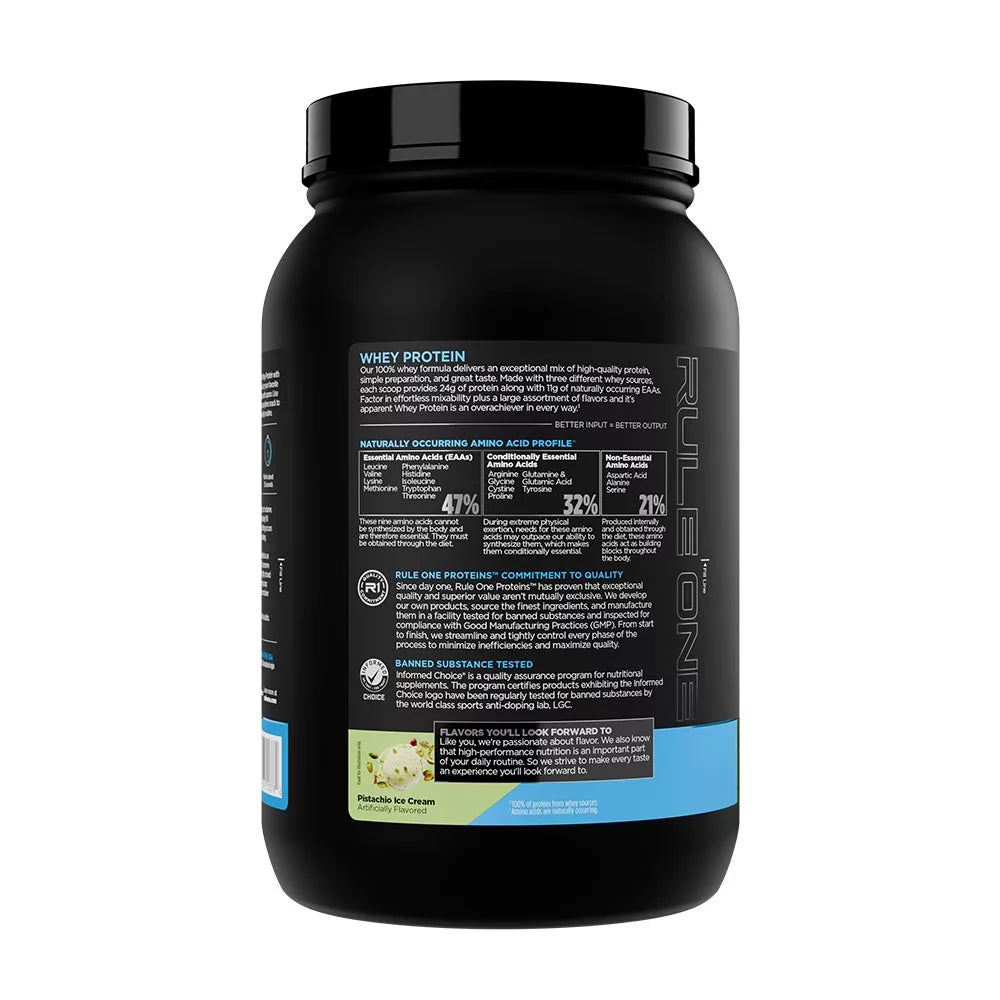 Rule1 Whey Protein (905 g, Pistachio Ice Cream)