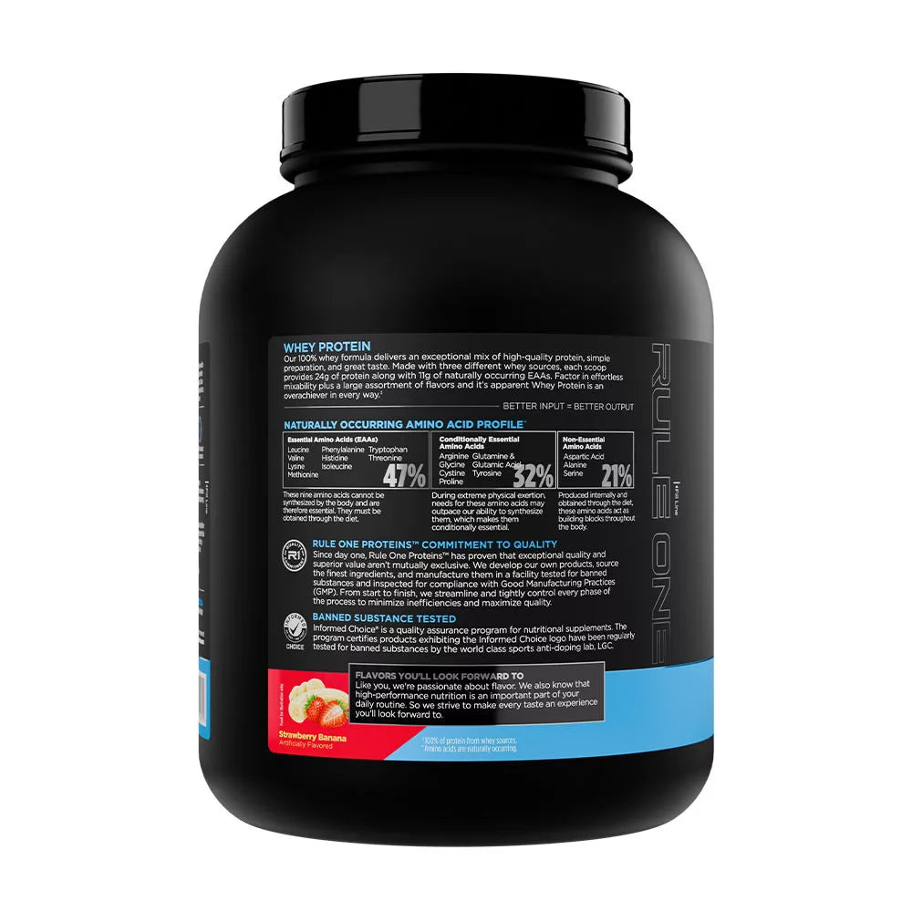 Rule1 Whey Protein (2240 g, Strawberry Banana)