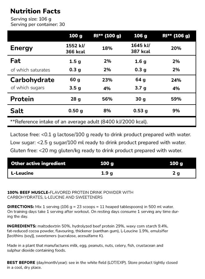 Scitec Nutrition 100% Beef Muscle (3180 g, Chocolate)