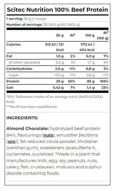 Scitec Nutrition 100% Beef Protein (1800 g, Almond & Chocolate)