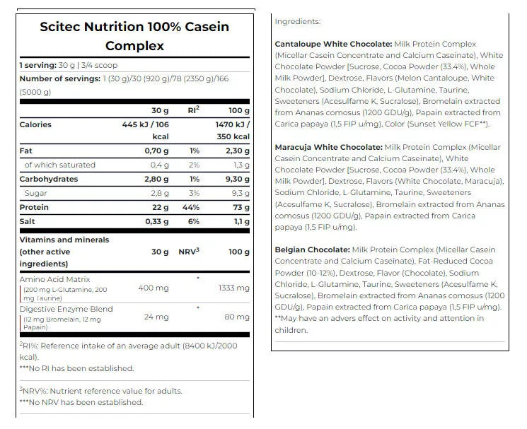 Scitec Nutrition 100% Casein Complex (920 g, Belgian Chocolate)