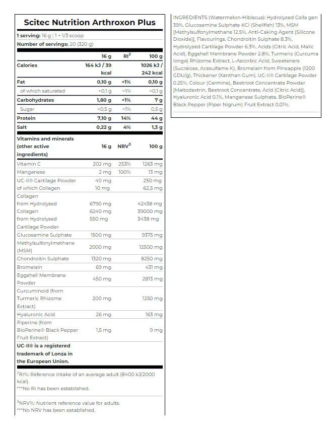 Scitec Nutrition Arthroxon Plus (320 g, Watermelon Hibiscus)