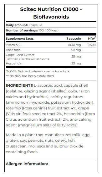 Scitec Nutrition C1000 + Bioflavonoids (100 Capsules)