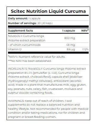 Scitec Nutrition Liquid Curcuma (30 Capsules)