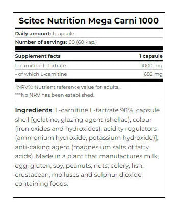 Scitec Nutrition Mega Carni 1000 (60 Capsules)
