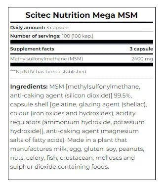 Scitec Nutrition Mega MSM (100 Capsules)