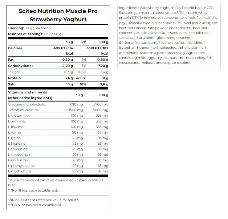 Scitec Nutrition Muscle Pro (2500 g, Strawberry Yogurt)
