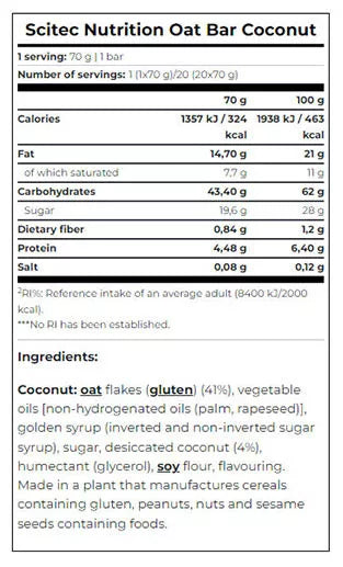 Scitec Nutrition Oat Bar (70 g, Coconut)