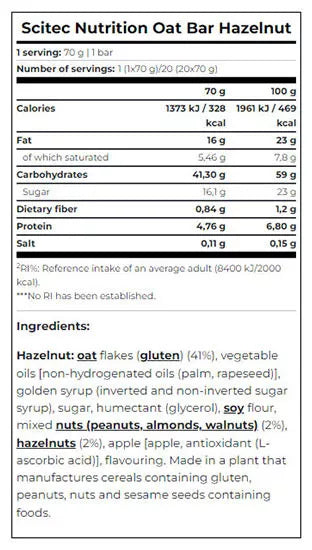 Scitec Nutrition Oat Bar (70 g, Nuts)