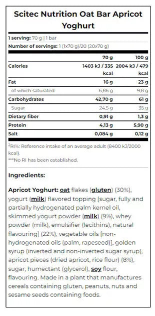 Scitec Nutrition Oat Bar (70 g, Yogurt-apricot)