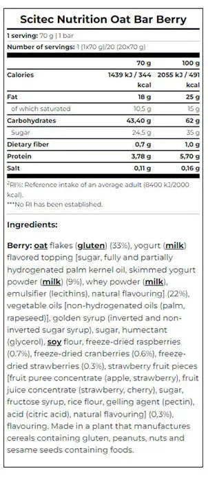 Scitec Nutrition Oat Bar (70 g, Yogurt-berry)