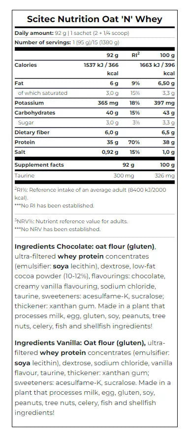 Scitec Nutrition Oat N Whey (1,38 kg, Vanilla)