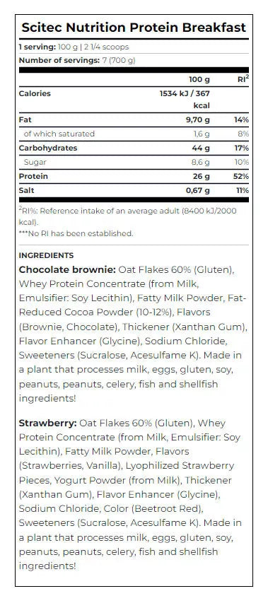 Scitec Nutrition Protein Breakfast (700 g, Chocolate Brownie)