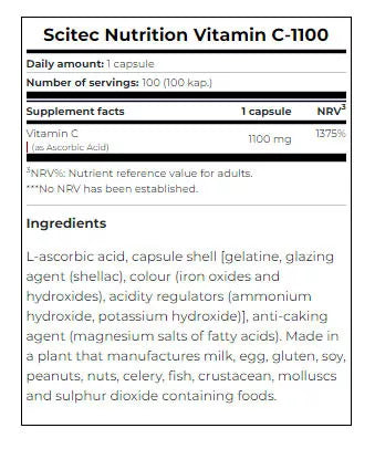 Scitec Nutrition Vitamin C-1100 (100 Capsules)