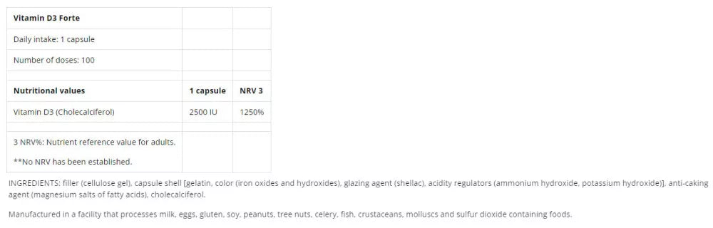 Scitec Nutrition Vitamin D3 Forte (100 Capsules)