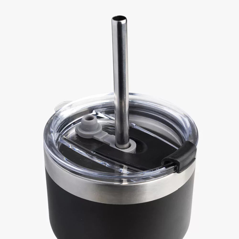 SmartShake Bohtal Double Insulated Travel Mug With Straw (600 ml, Black)