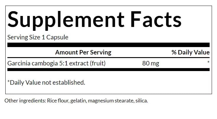 Swanson Garcinia Cambogia 5:1 Extract 80 mg (60 Capsules)