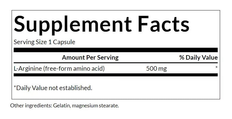 Swanson L-Arginine 500 mg (100 Capsules)
