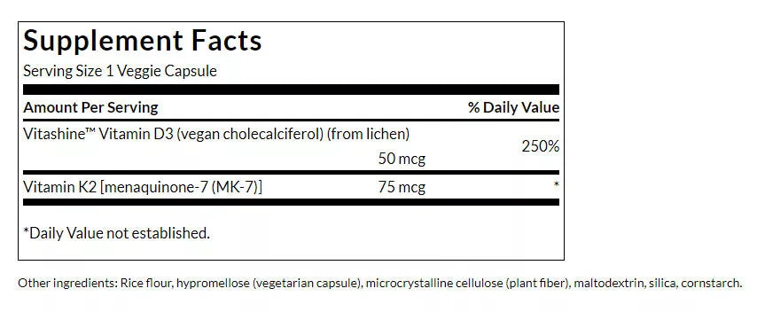 Swanson Vitamins D3 & K2 (60 Capsules)