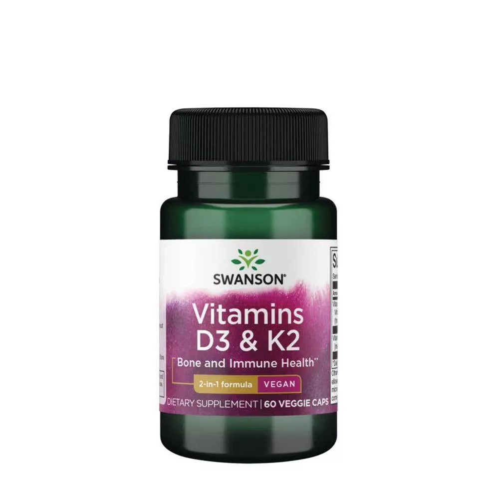 Swanson Vitamins D3 & K2 (60 Capsules)