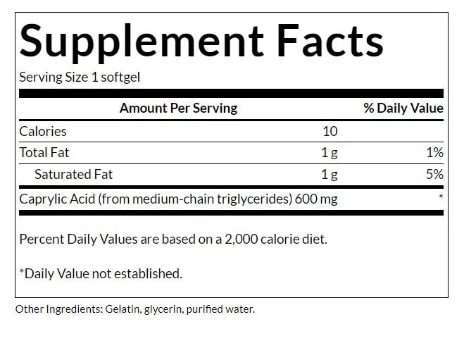 Swanson Caprylic Acid 600 MG (60 Softgels)