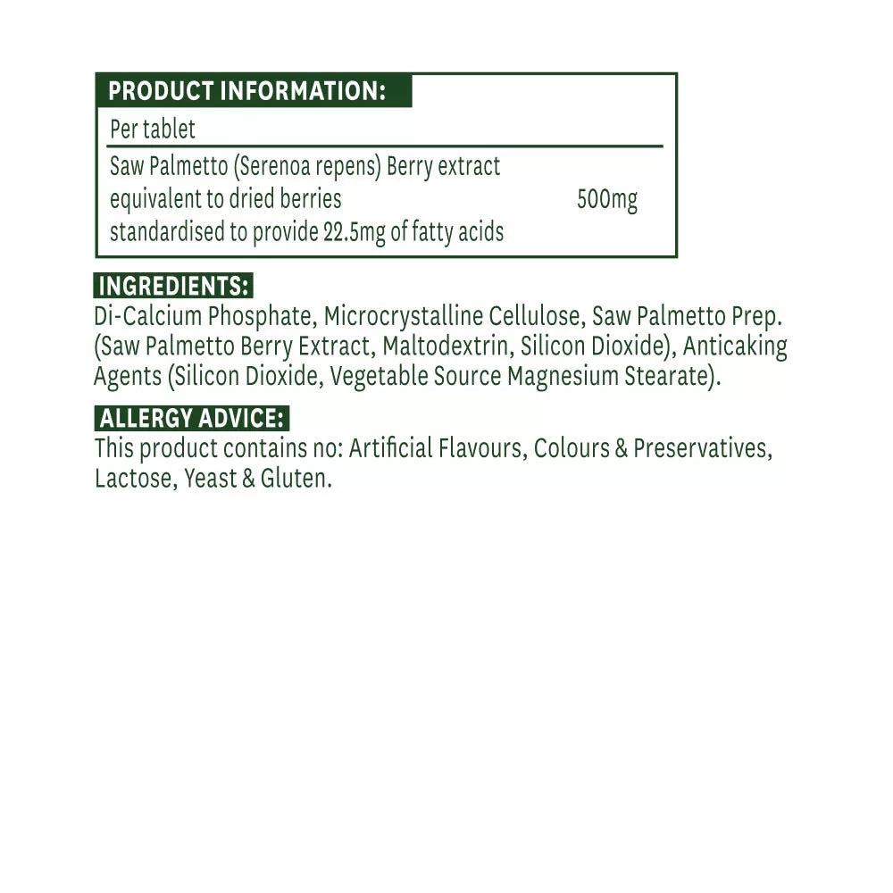Natures Aid Saw Palmetto Standardised 500 mg (90 Tablets)