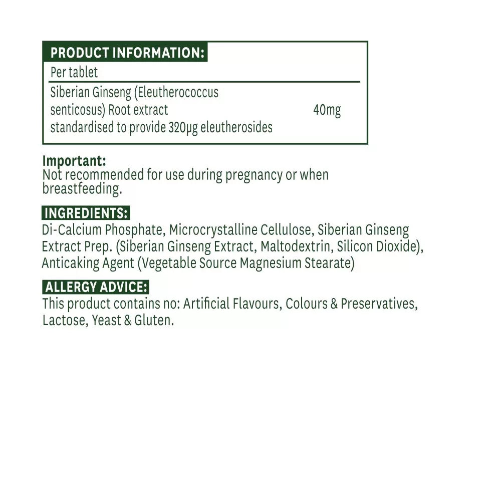 Natures Aid Siberian Ginseng Standardised 400 mg (90 Tablets)