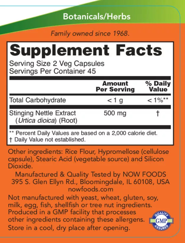 Now Foods Stinging Nettle Root Extract 250 mg (90 Veg Capsules)