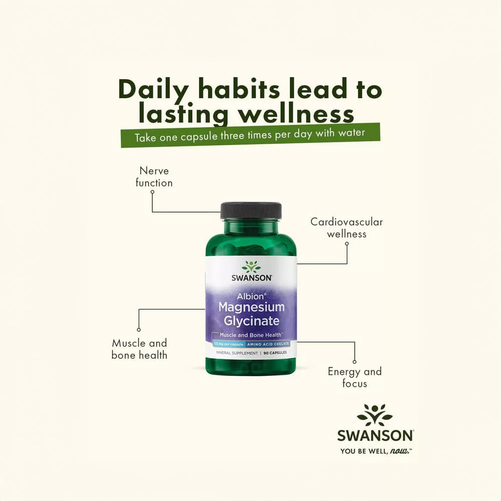 Swanson Albion Magnesium Glycinate (90 Capsules)