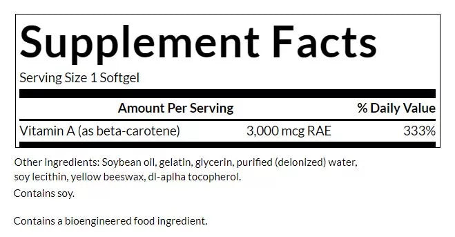 Swanson Beta-Carotene (Vitamin A) (100 Softgels)