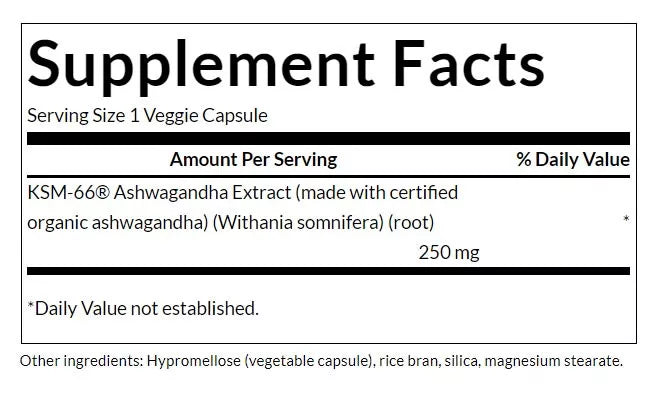 Swanson Ultimate Ashwagandha - KSM-66 250 MG (60 Veg Capsules)